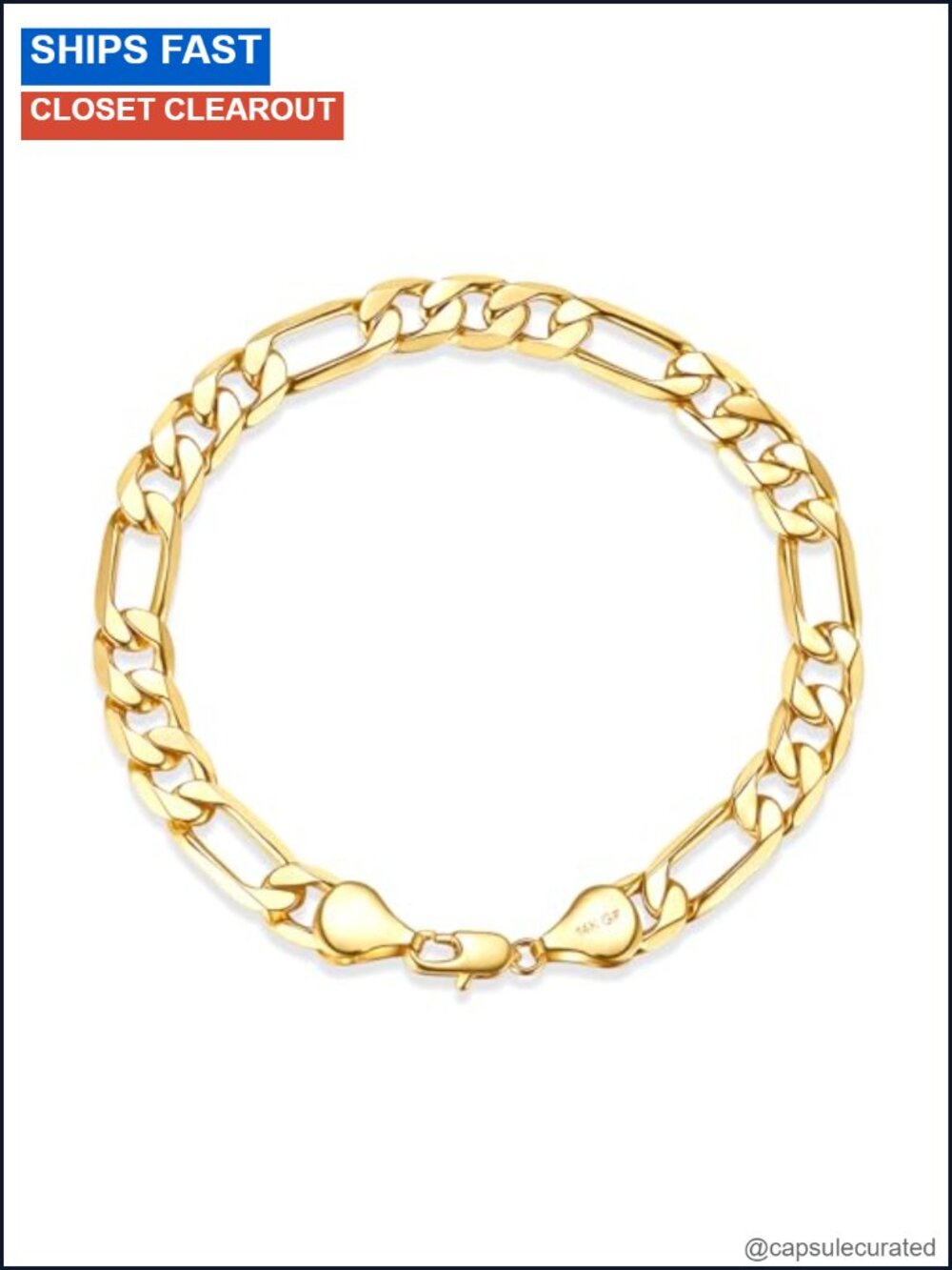 14K Gold Figaro Chain Bracelet Hypoallergenic Link Bracelet Gift